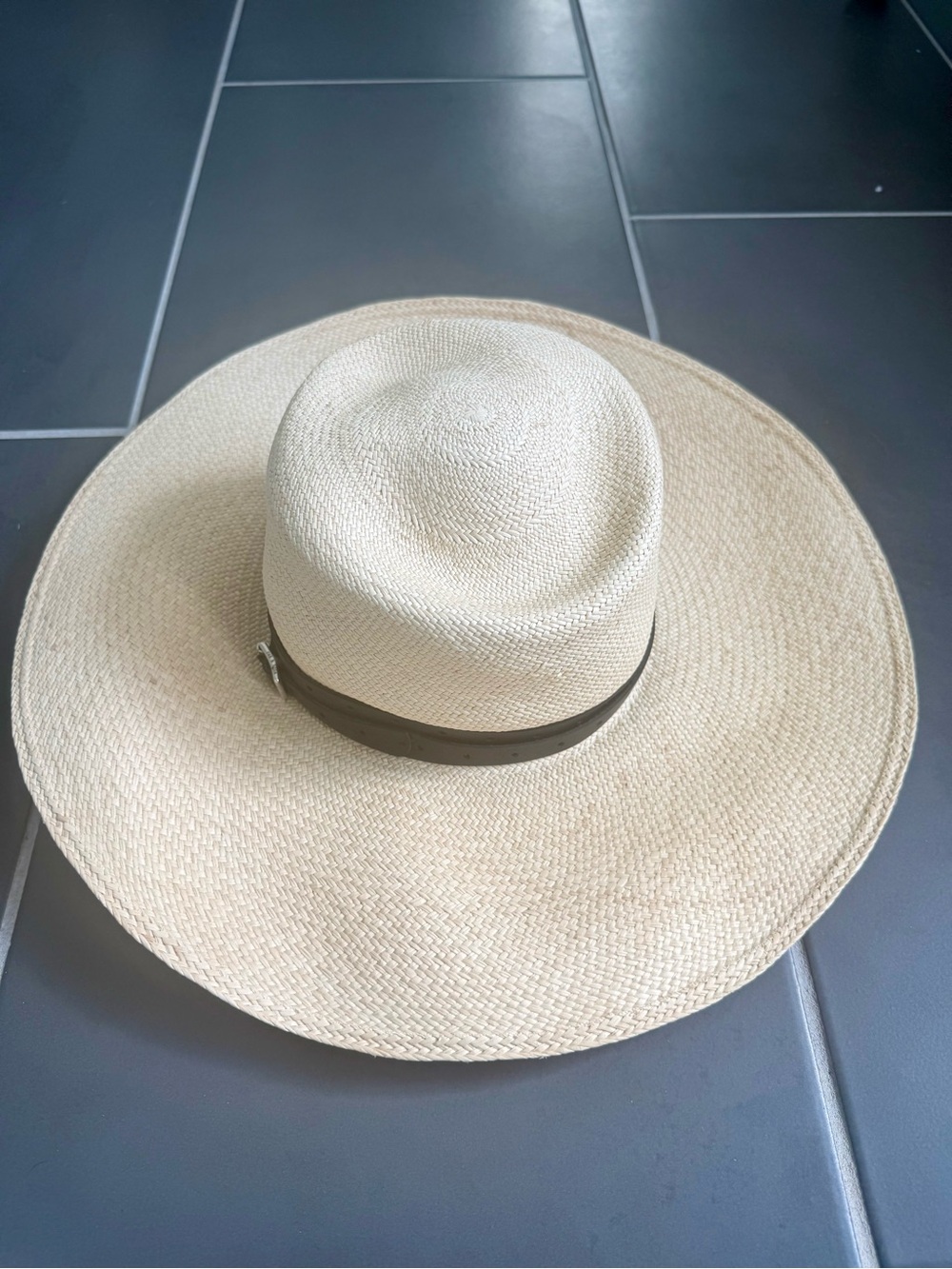 rag & bone Cream Straw Sun Hat with Brown Band